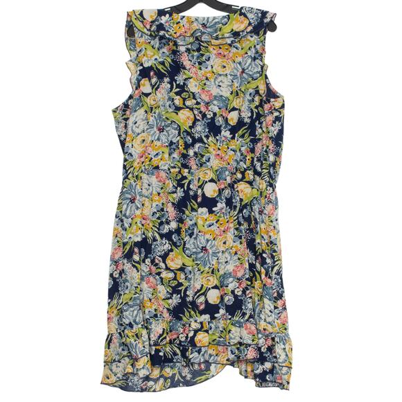 Old Navy Dress Faux Wrap Floral Cottage Dark Academia Retro Boho Midi Blue XXL - Picture 5 of 5